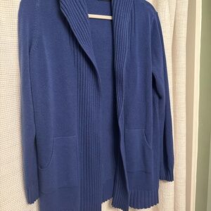 Capri Blue Tunic Cardigan with hood and sleeves
